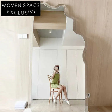 Modern Wave Full Length Standing Dressing Mirror with Plastic Frame