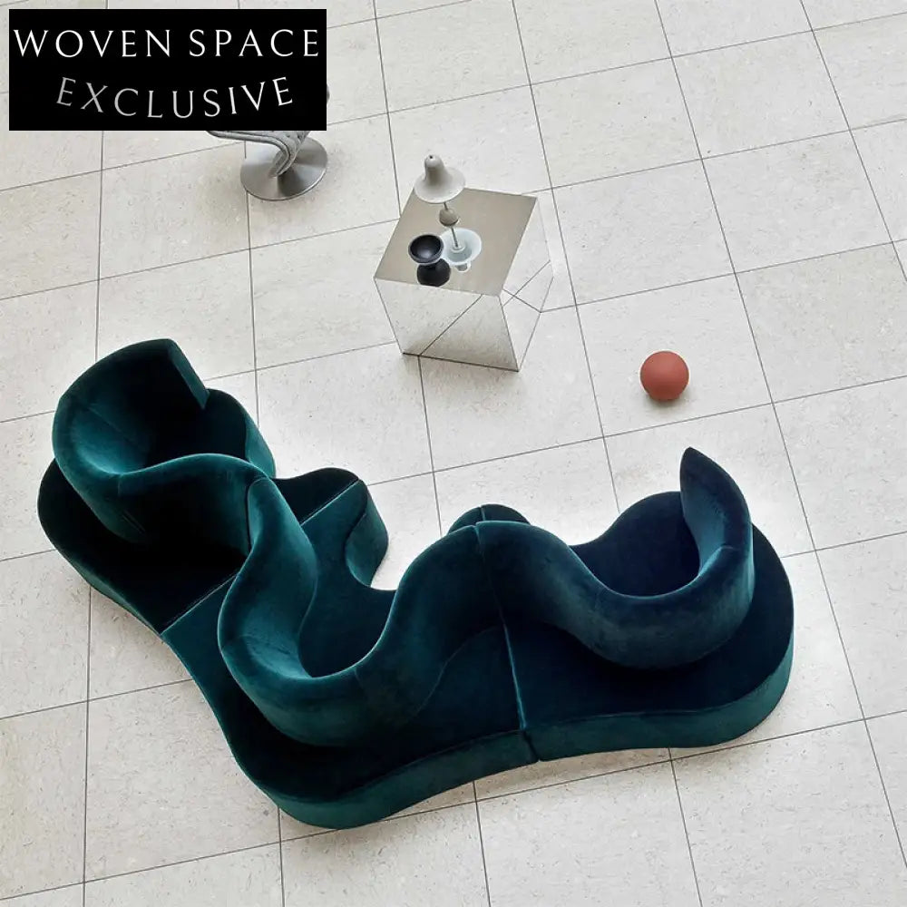 Modern Wavy Fiberglass Public Seating Sofa for Indoor Outdoor Spaces
