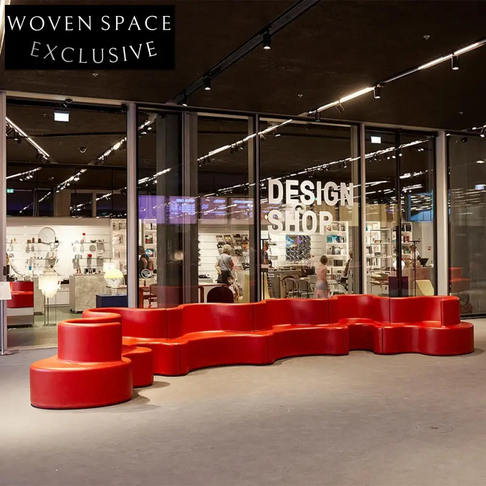 Modern Wavy Fiberglass Public Seating Sofa for Indoor Outdoor Spaces