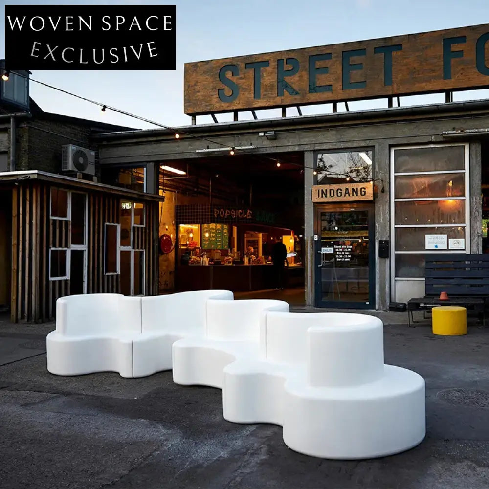 Modern Wavy Fiberglass Public Seating Sofa for Indoor Outdoor Spaces