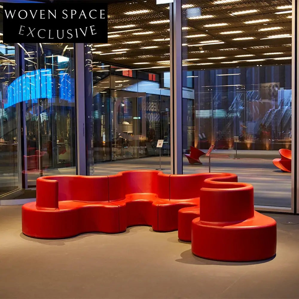 Modern Wavy Fiberglass Public Seating Sofa for Indoor Outdoor Spaces