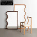 Modern Wavy Wood Frame Full Length Floor Mirror for Living Room Bedroom