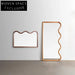Modern Wavy Wood Frame Full Length Floor Mirror for Living Room Bedroom