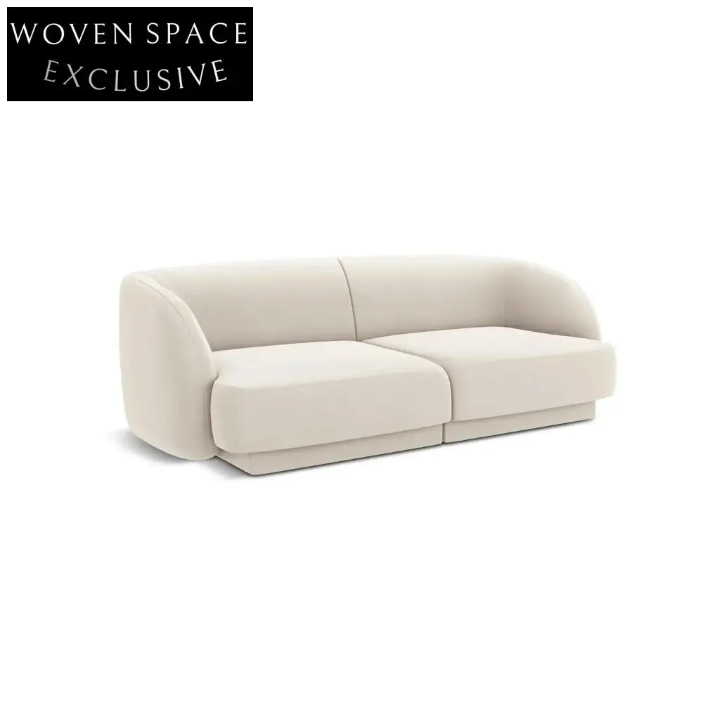 Modern 3-Seater White Fabric Sofa Couch, Plush Living Room Furniture