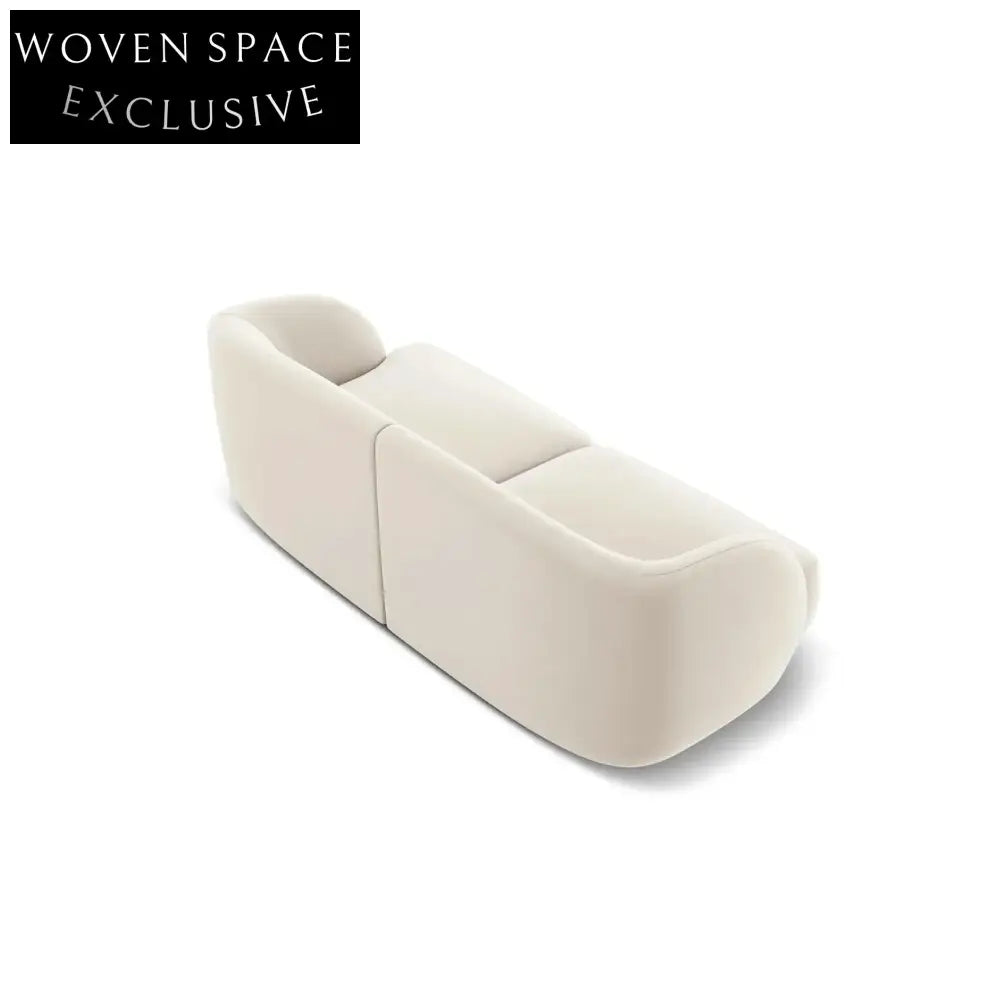 Modern 3-Seater White Fabric Sofa Couch, Plush Living Room Furniture