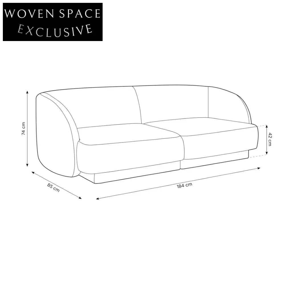 Modern 3-Seater White Fabric Sofa Couch, Plush Living Room Furniture