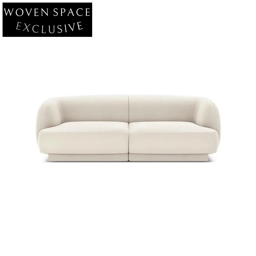 Modern 3-Seater White Fabric Sofa Couch, Plush Living Room Furniture