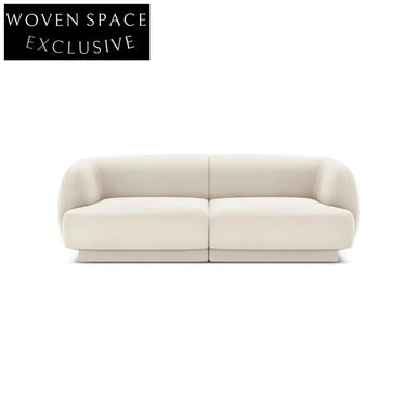Modern 3-Seater White Fabric Sofa Couch, Plush Living Room Furniture