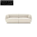 Modern 3-Seater White Fabric Sofa Couch, Plush Living Room Furniture