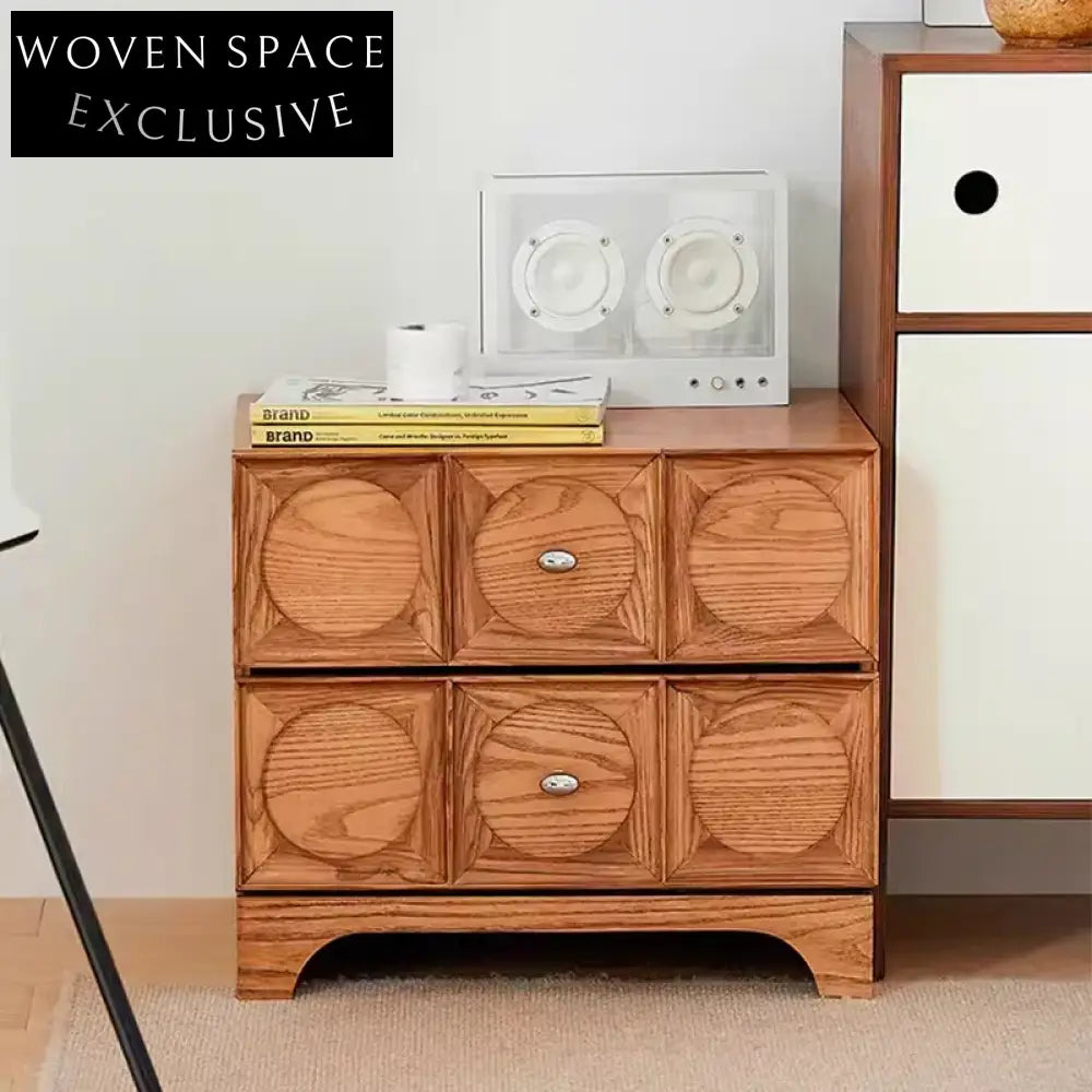 Modern White Ash Wood Minimalist Design Bedside Table with Storage Drawer