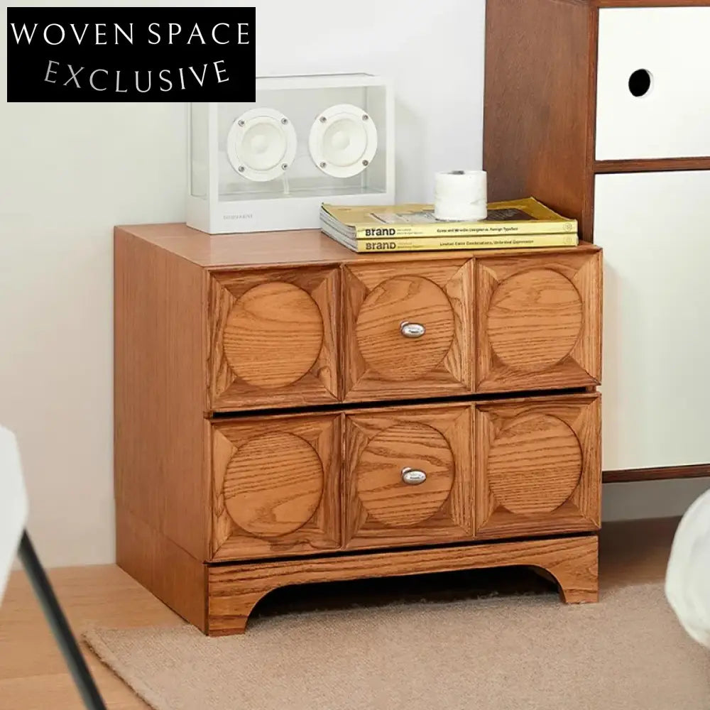 Modern White Ash Wood Minimalist Design Bedside Table with Storage Drawer