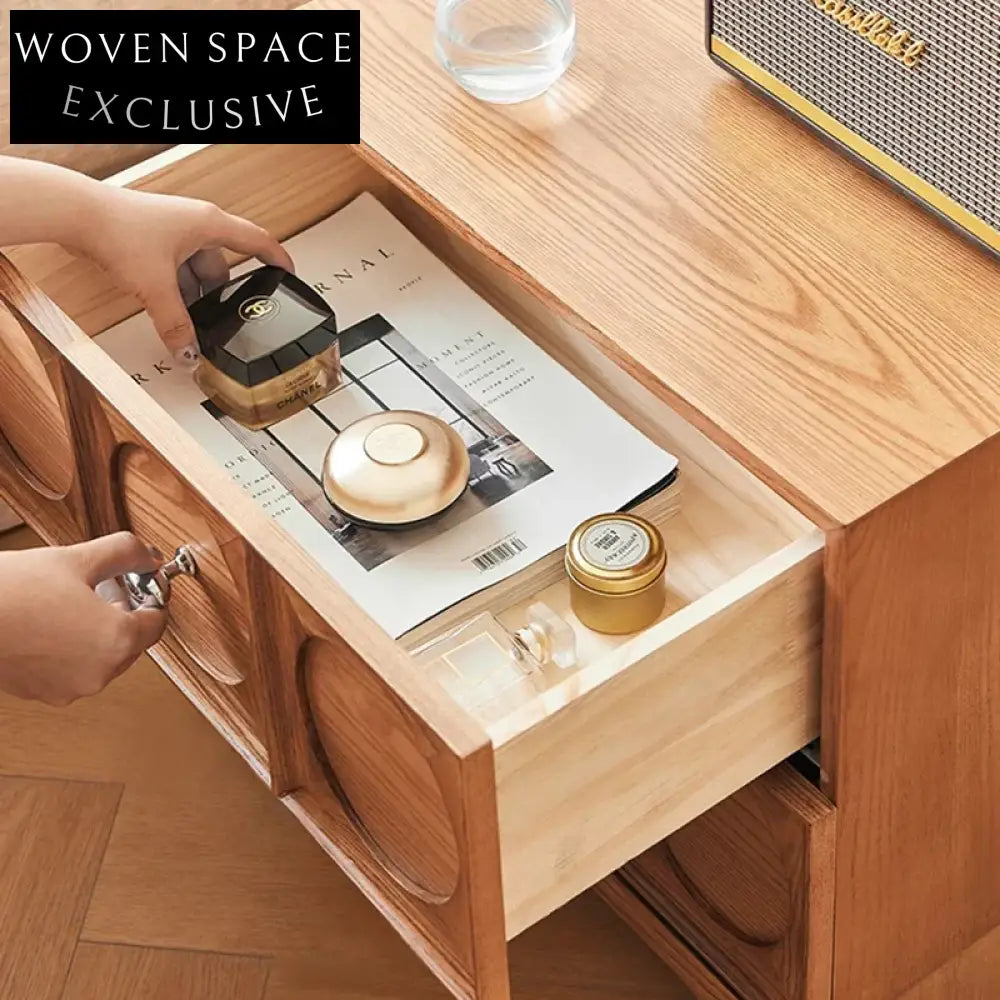 Modern White Ash Wood Minimalist Design Bedside Table with Storage Drawer