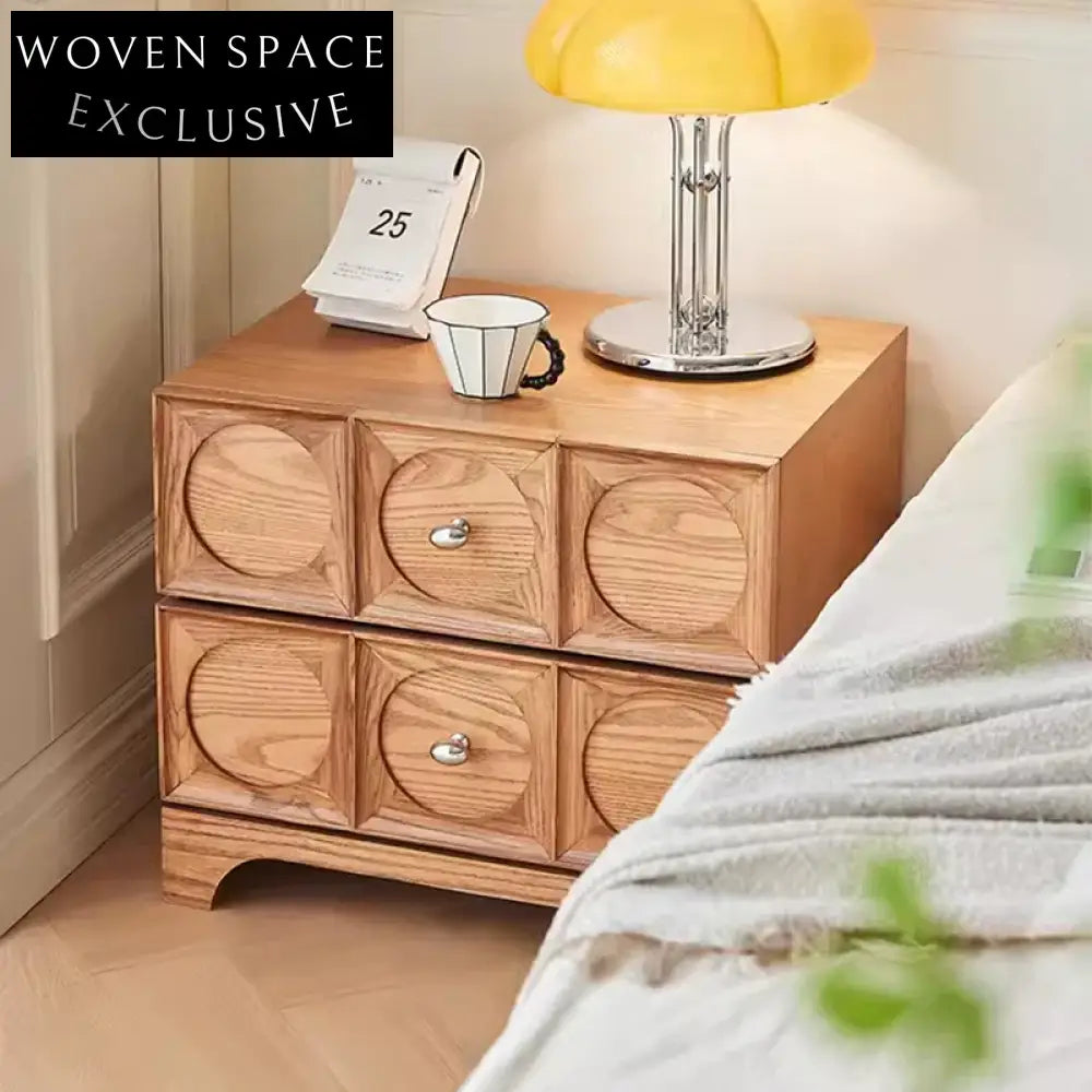 Modern White Ash Wood Minimalist Design Bedside Table with Storage Drawer