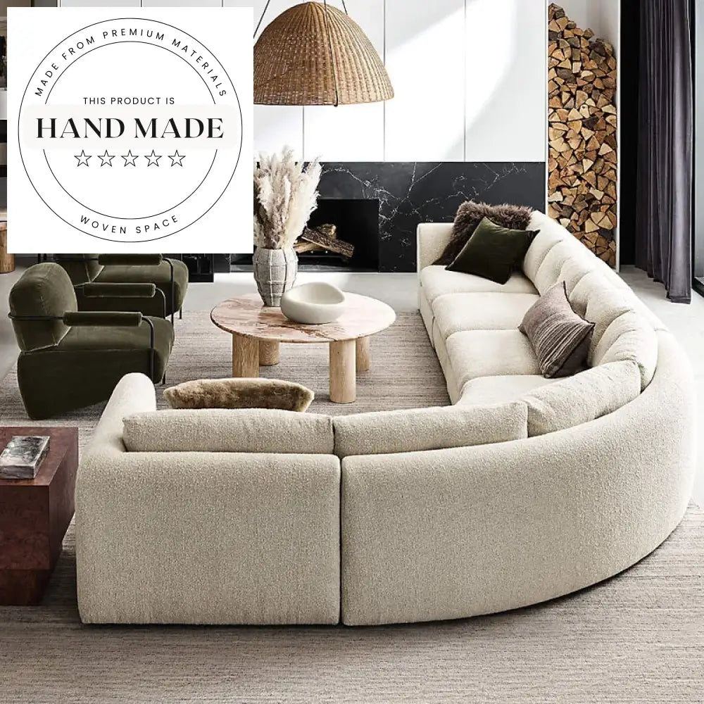 Modern White Boucle Fabric Comfortable 3 Seater Sectional Sofa