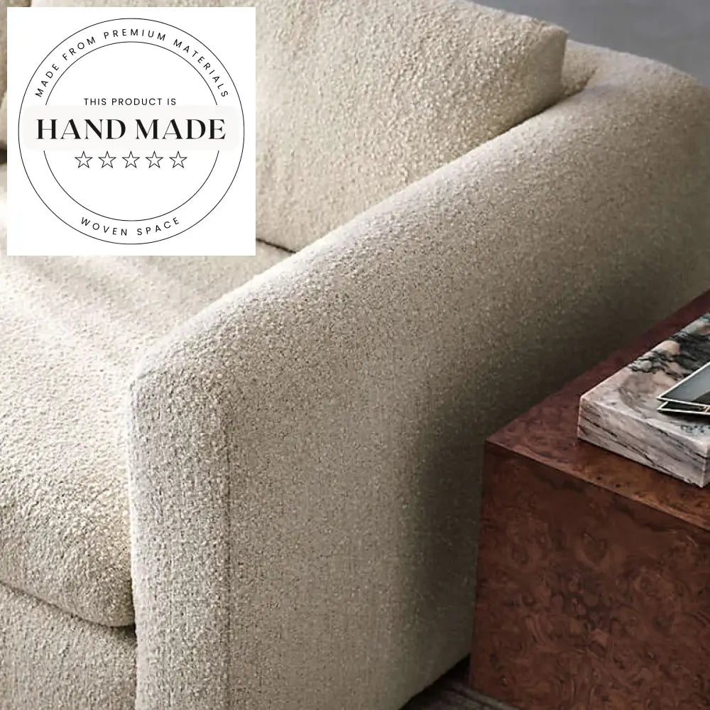 Modern White Boucle Fabric Comfortable 3 Seater Sectional Sofa