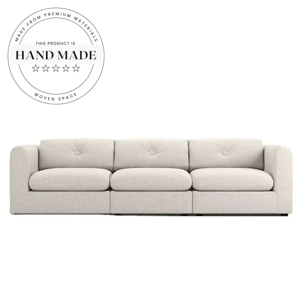 Modern White Boucle Fabric Comfortable 3 Seater Sectional Sofa