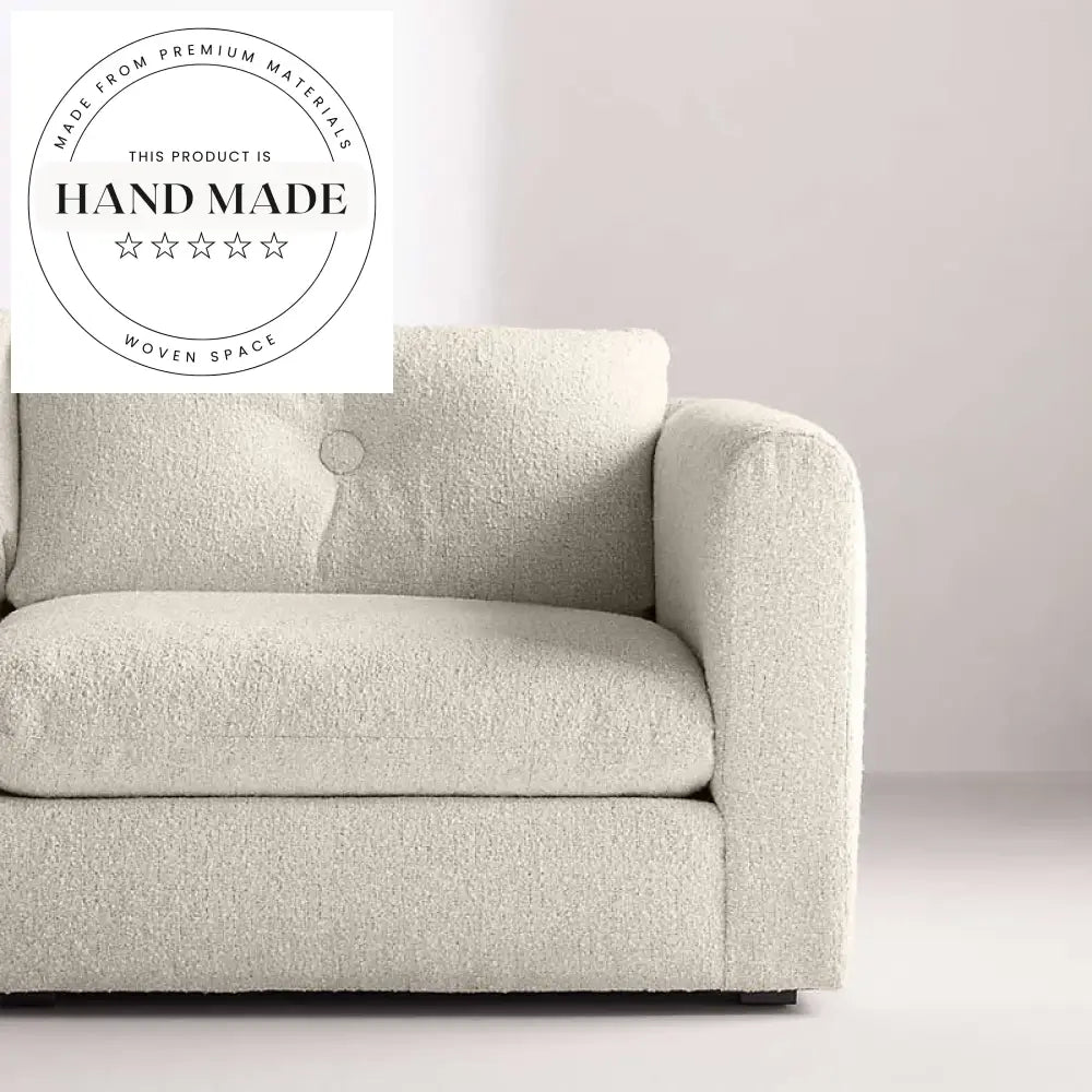Modern White Boucle Fabric Comfortable 3 Seater Sectional Sofa