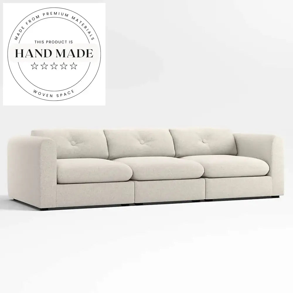 Modern White Boucle Fabric Comfortable 3 Seater Sectional Sofa