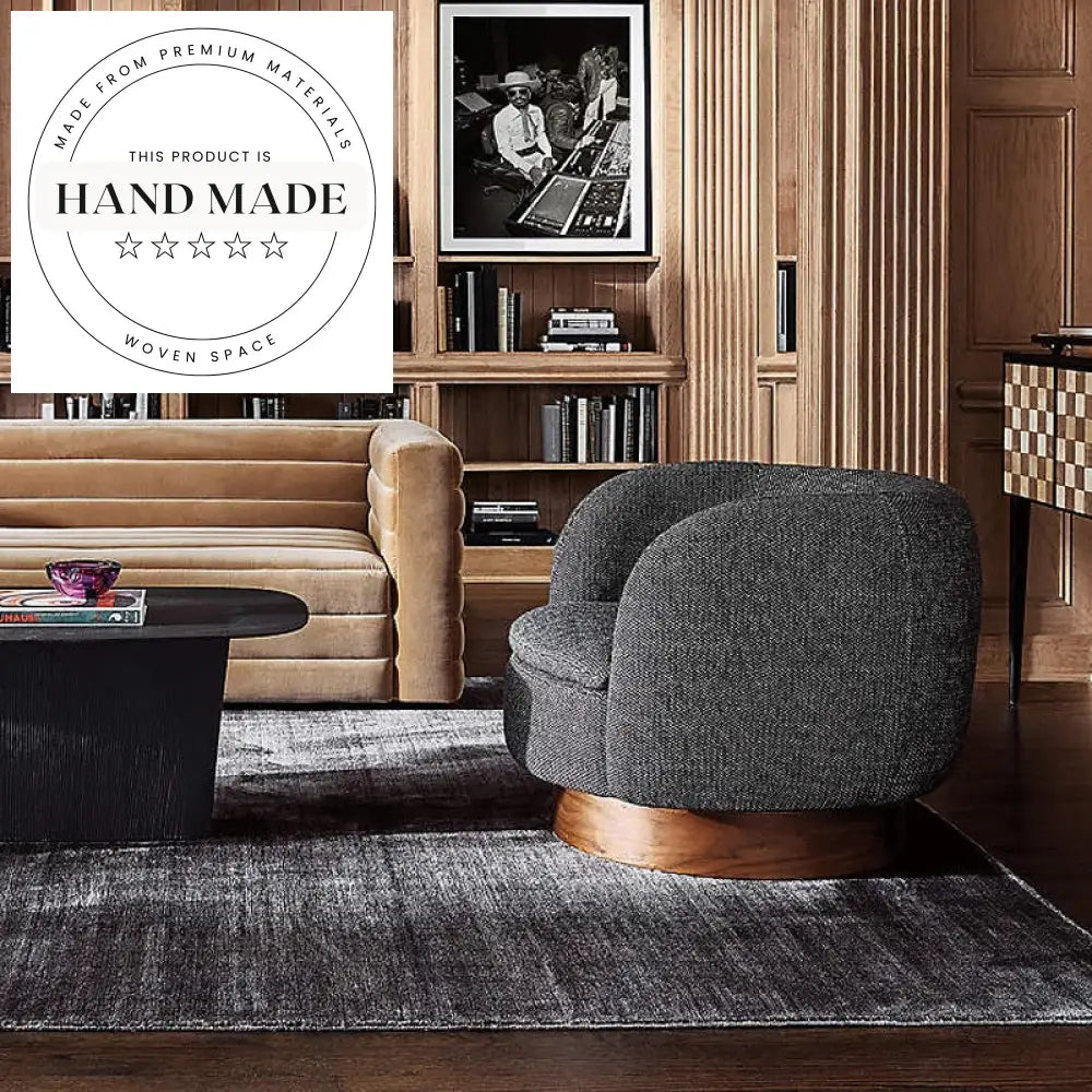 Modern White Boucle Fabric Swivel Accent Chair with Solid Wood Base