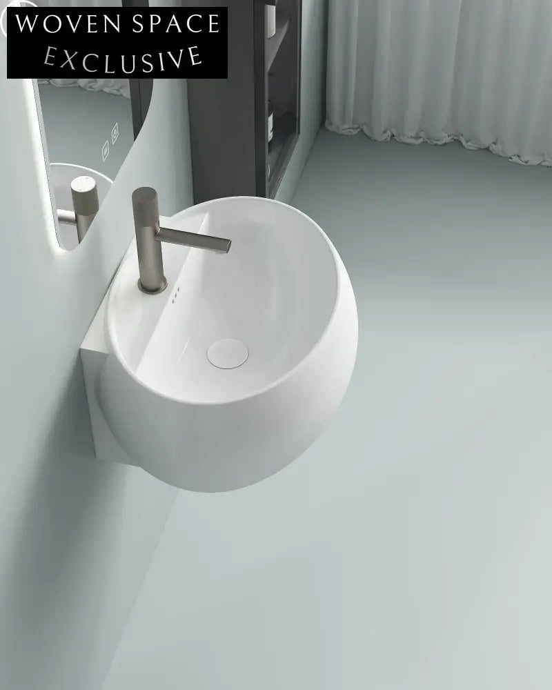 Modern White Ceramic Wall-Hung Bathroom Sink Basin for Contemporary Spaces