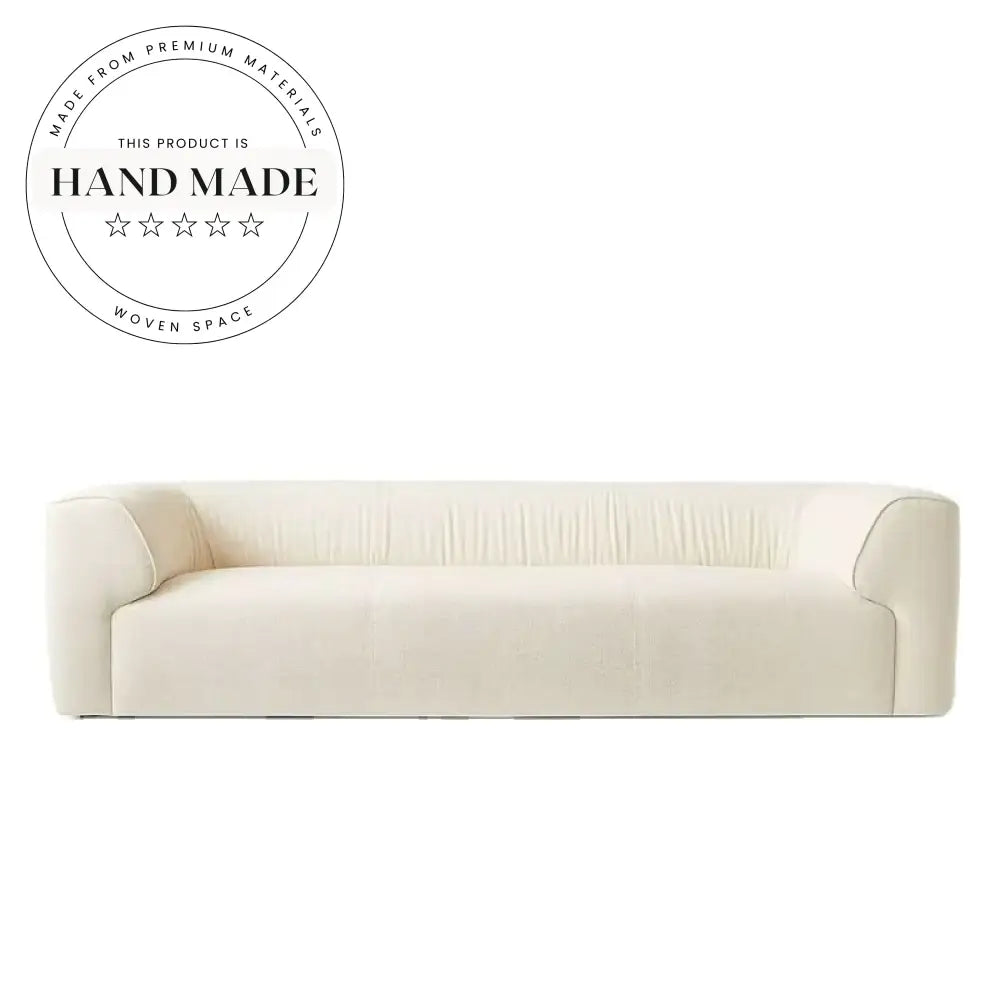 Modern White Flax Fabric 3 Seater Apartment Living Room Sofa