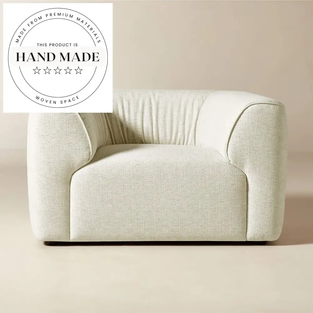 Modern White Flax Fabric 3 Seater Apartment Living Room Sofa
