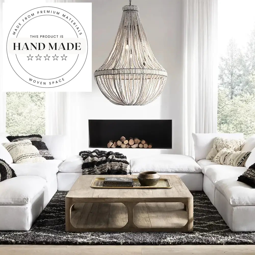 Modern White Flax Fabric Modular Sectional Down Filled Cloud Sofa