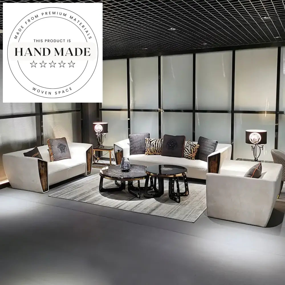 Modern White Genuine Leather Luxury Sectional Living Room Sofa