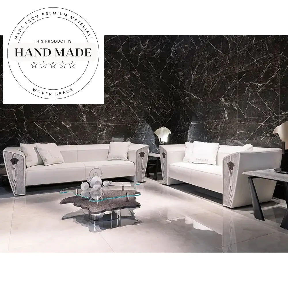Modern White Genuine Leather Luxury Sectional Living Room Sofa