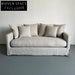Modern White Linen Fabric Sofa Couch with Pillows - Living Room Furniture