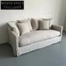 Modern White Linen Fabric Sofa Couch with Pillows - Living Room Furniture