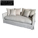 Modern White Linen Fabric Sofa Couch with Pillows - Living Room Furniture
