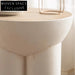 Modern White Magnesium Oxide Wood Top Small Round End Table
