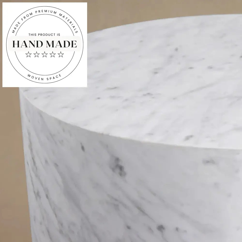 Modern White Round Natural Marble Stone Luxury Side End Table
