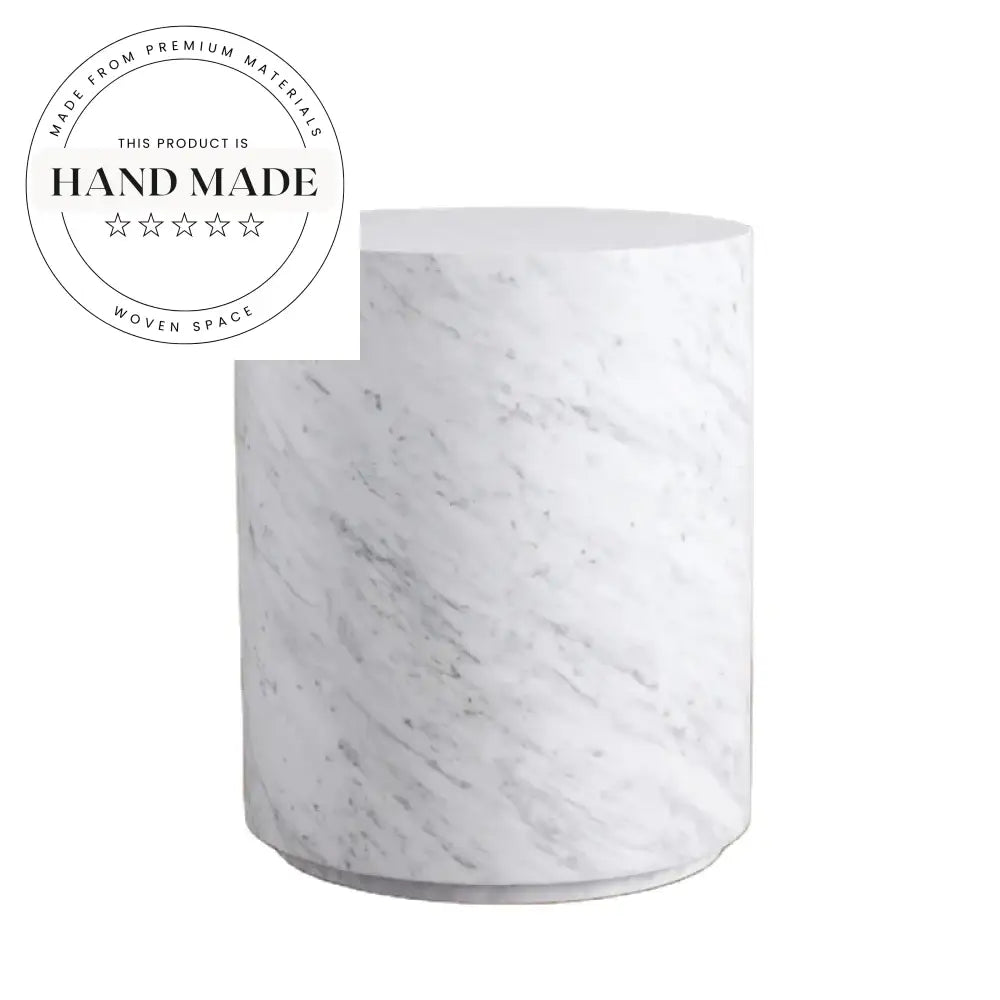 Modern White Round Natural Marble Stone Luxury Side End Table