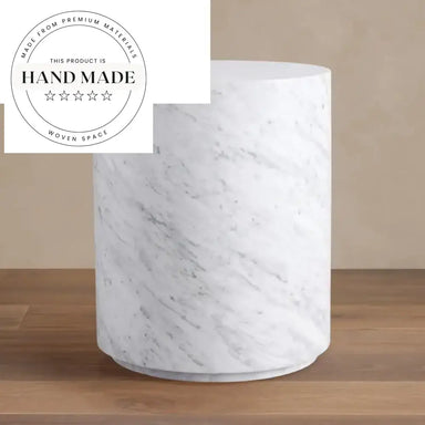 Modern White Round Natural Marble Stone Luxury Side End Table