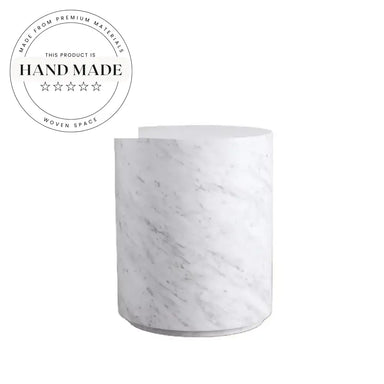 Modern White Round Natural Marble Stone Luxury Side End Table