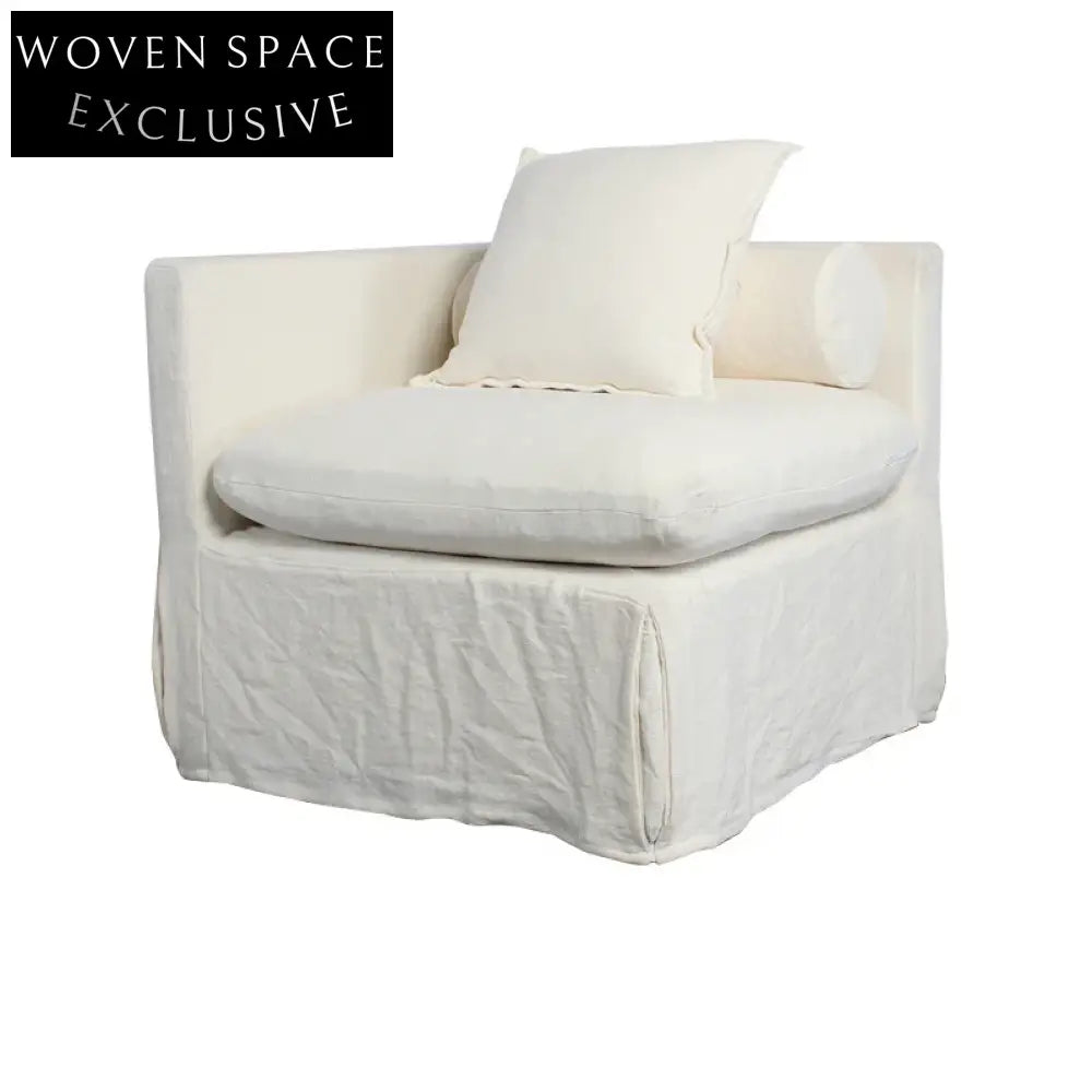Elegant Modern White Slipcover Three-Seat Sofa Couch Set for Living Room