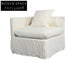 Elegant Modern White Slipcover Three-Seat Sofa Couch Set for Living Room