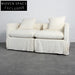 Elegant Modern White Slipcover Three-Seat Sofa Couch Set for Living Room