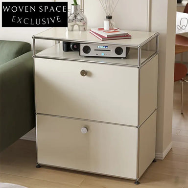 Modern White Stainless Steel Sideboard Cabinet for Living Room Storage