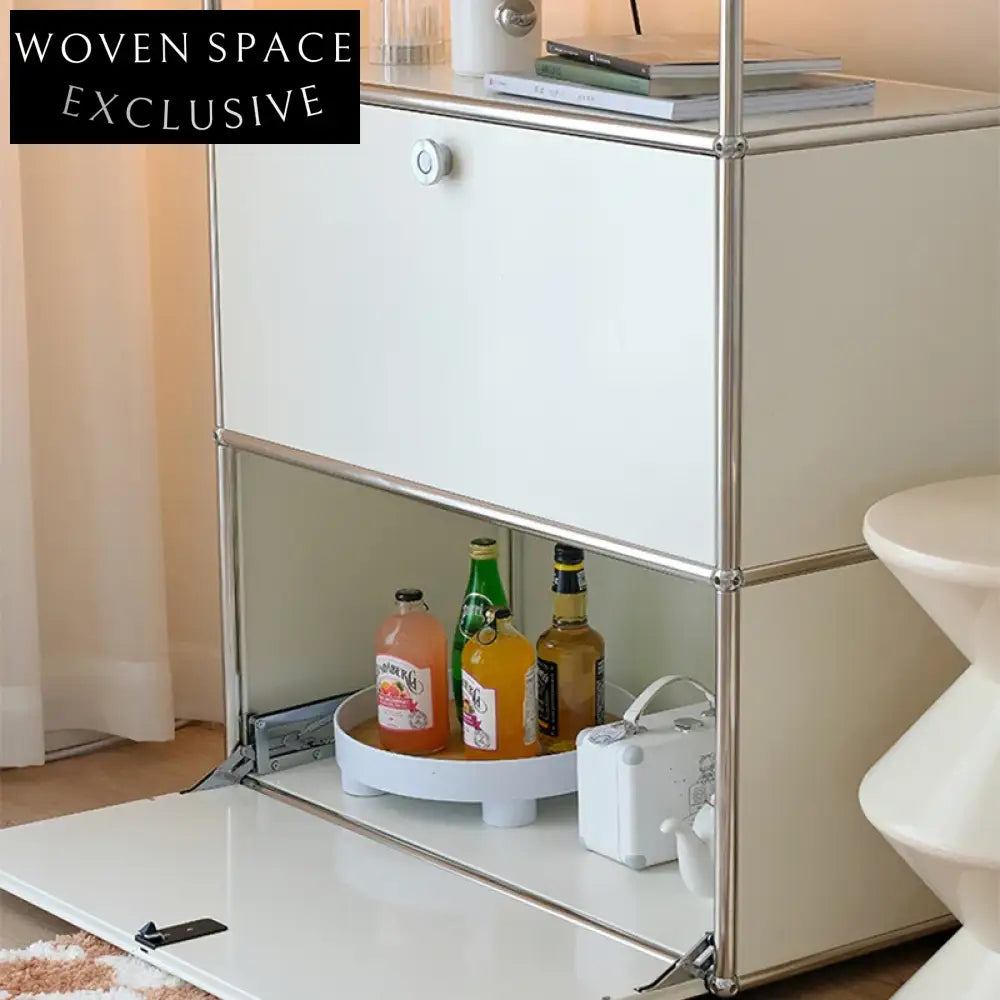 Modern White Stainless Steel Sideboard Cabinet for Living Room Storage