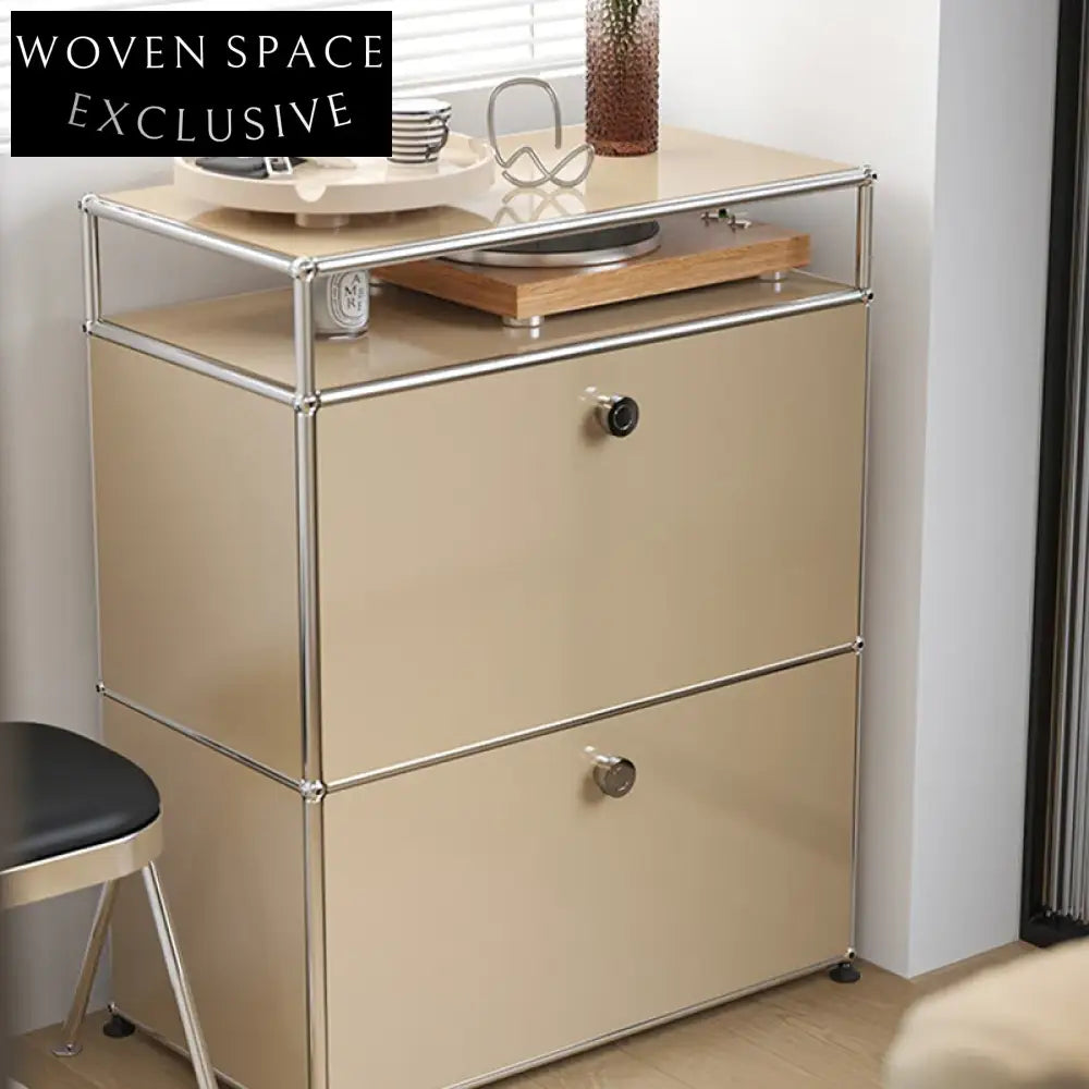 Modern White Stainless Steel Sideboard Cabinet for Living Room Storage