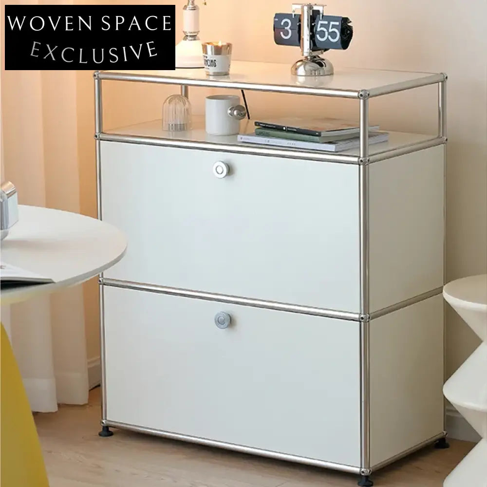Modern White Stainless Steel Sideboard Cabinet for Living Room Storage