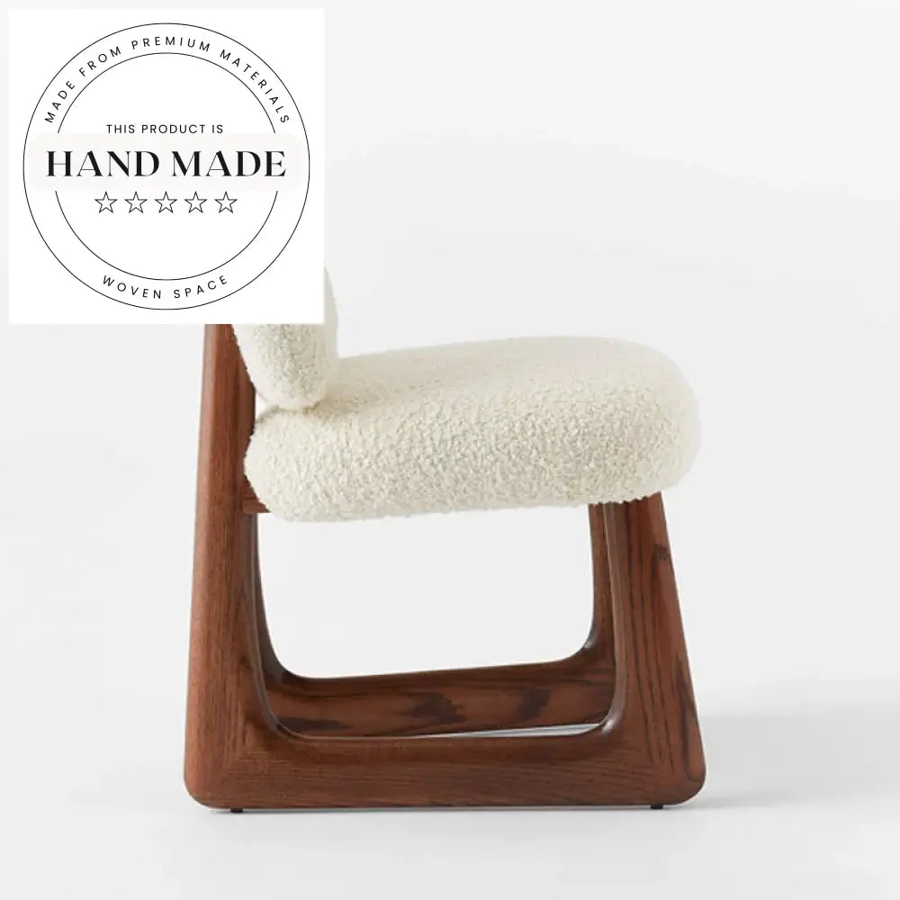 Modern White Teddy Fabric Solid Wood Villa Restaurant Dining Chair