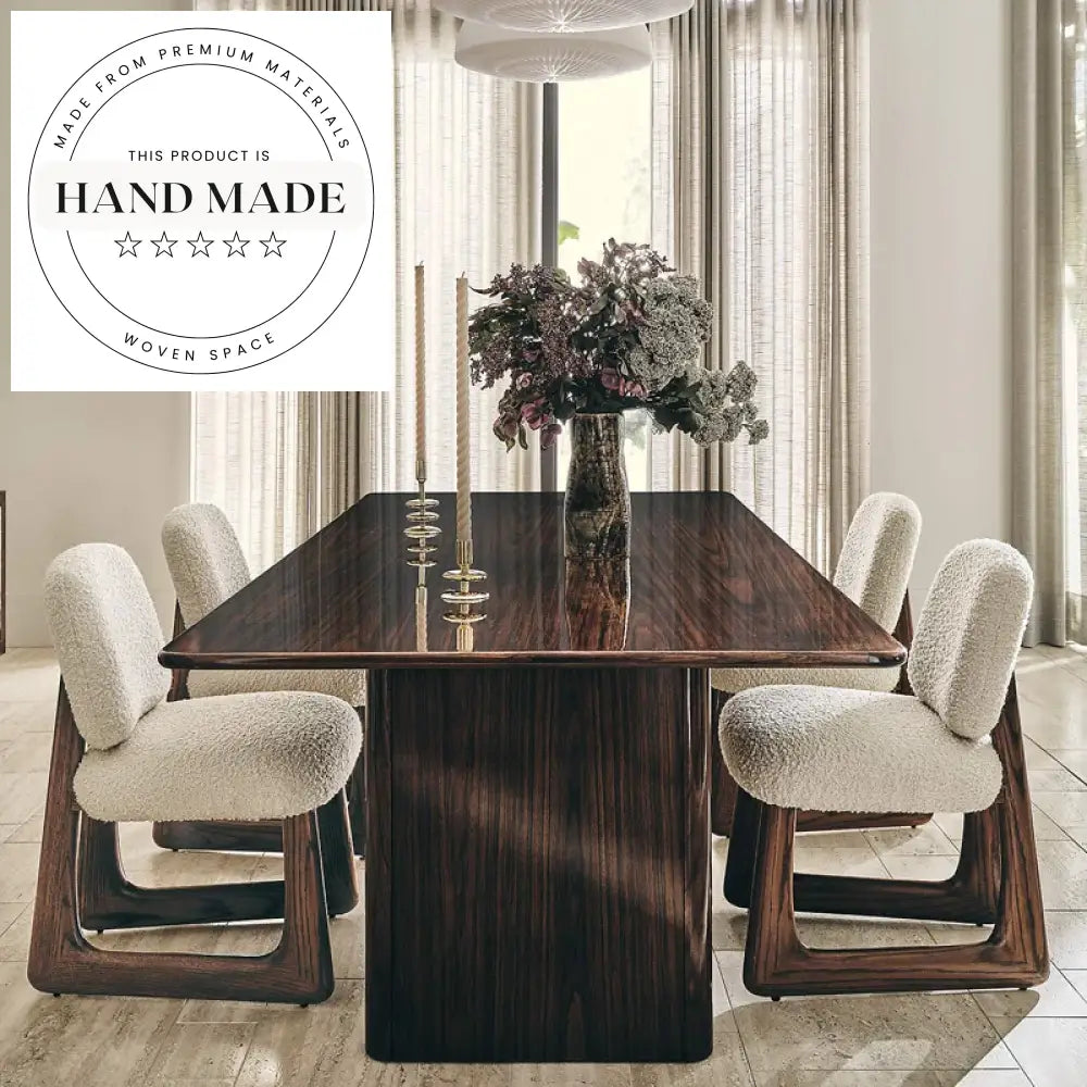 Modern White Teddy Fabric Solid Wood Villa Restaurant Dining Chair