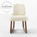 Modern White Teddy Fabric Solid Wood Villa Restaurant Dining Chair