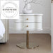 Modern White Wooden Bedside Table with Mirrored Storage Nightstand