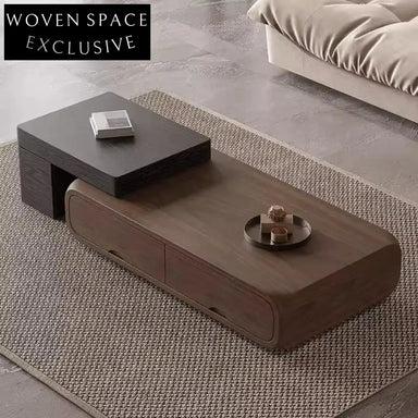 Modern Wood Cream White Walnut Center Coffee Table Set for Living Room