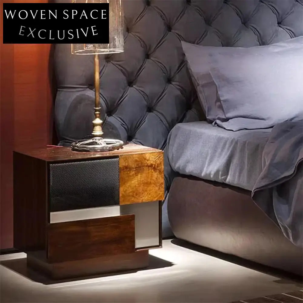 Modern Wood Frame Bedside Nightstand with Storage Drawer Table for Bedroom